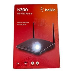 Belkin‎ N300 4 Port Wi-Fi N Wireless Router Strong Range 300 Mbps Model F9K1007